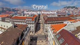  Presentation with 18th century - Audience pleasing theme consisting of aerial-view-of-rua-augusta backdrop and a teal colored foreground