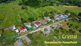  Presentation with people street - Audience pleasing theme consisting of aerial-view-of-rural-houses backdrop and a tawny brown colored foreground