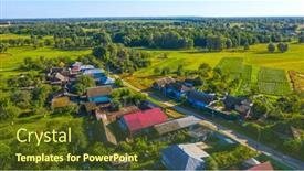  Presentation with people street - Audience pleasing slide deck consisting of aerial-view-of-rural-houses backdrop and a tawny brown colored foreground