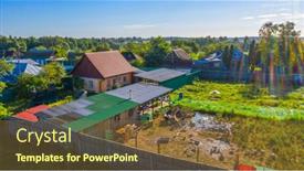  Presentation with people street - PPT theme featuring aerial-view-of-rural-houses background and a tawny brown colored foreground