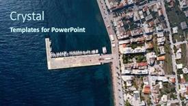  Presentation with sailing - PPT theme enhanced with aerial view of sailing yaht marina in aegean sea greece background and a ocean colored foreground