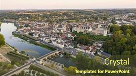  Presentation with saint - Amazing slides having aerial-view-of-saint-aignan backdrop and a tawny brown colored foreground