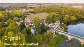  Presentation with saint - Beautiful PPT theme featuring aerial-view-of-saint-aignan backdrop and a tawny brown colored foreground