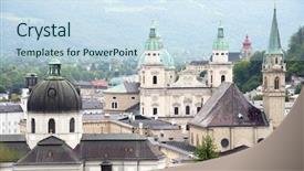  Presentation with salzburg - Presentation theme having aerial view of salzburg austria europe background and a sky blue colored foreground