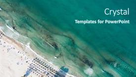  Presentation with greece blue - Slide set having aerial-view-of-sandy-beach background and a ocean colored foreground