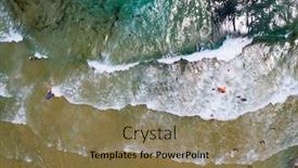  Presentation with greece blue - Slide set enhanced with aerial-view-of-sandy-beach background and a coral colored foreground