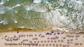  Presentation with greece blue - Amazing presentation theme having aerial-view-of-sandy-beach backdrop and a coral colored foreground
