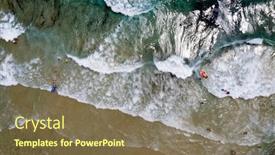  Presentation with greece blue - Amazing PPT theme having aerial-view-of-sandy-beach backdrop and a violet colored foreground