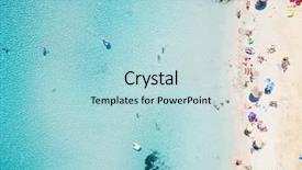  Presentation with clear water - Colorful PPT theme enhanced with aerial view of sandy beach backdrop and a light blue colored foreground