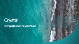 Presentation with dark - Colorful PPT theme enhanced with aerial view of sea shoreline backdrop and a ocean colored foreground