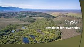  Presentation with colorado - PPT theme featuring aerial view of sherman creek at foothills of medicine bow mountains in north park near walden colorado background and a violet colored foreground