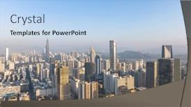  Presentation with china - Presentation consisting of aerial-view-of-skyline background and a light blue colored foreground