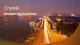  Presentation with skyscraper - Cool new presentation theme with aerial view of skyscraper in wuhan cityscape at dusk hubei china backdrop and a violet colored foreground