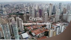  Presentation with aerial - Slide deck having aerial-view-of-skyscrapers background and a gray colored foreground
