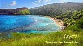  Presentation with hawaii - PPT theme having aerial view of snorkeling paradise hanauma bay one of the most popular tourist destinations on oahu hawaii background and a tawny brown colored foreground