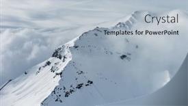  Presentation with moving snow - PPT theme consisting of aerial-view-of-snow-mountain background and a  colored foreground