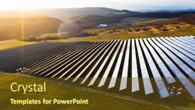  Presentation with solar farm - Slide deck featuring aerial-view-of-solar-panels background and a tawny brown colored foreground