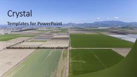 Presentation with green mountains - Audience pleasing presentation design consisting of aerial view of spring green farm fields and santa monica mountains parks near camarillo in ventura county california backdrop and a light blue colored foreground