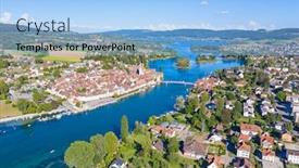  Presentation with city of chicago aerial view - Colorful presentation design enhanced with aerial-view-of-stein backdrop and a light blue colored foreground