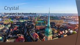  Presentation with city - Colorful presentation theme enhanced with aerial-view-of-stockholm-city backdrop and a light blue colored foreground