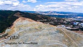  Presentation with stone quarry - Slide set featuring aerial view of stone quarry background and a light gray colored foreground