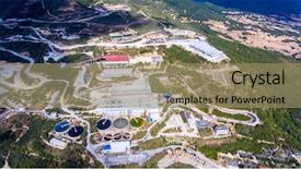  Presentation with stone quarry - PPT theme featuring aerial view of stone quarry background and a coral colored foreground