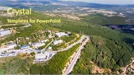  Presentation with stone quarry - Theme enhanced with aerial view of stone quarry background and a tawny brown colored foreground