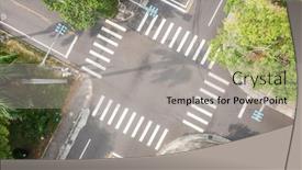  Presentation with city street - PPT theme having aerial-view-of-street-intersection background and a light gray colored foreground