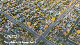  Presentation with los angeles - Amazing PPT theme having aerial view of streets backdrop and a gray colored foreground