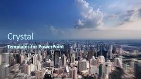 Presentation with city buildings - Beautiful theme featuring aerial view of streets and buildings bangkok city thailand backdrop and a ocean colored foreground