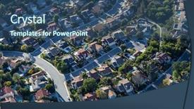  Presentation with aerial - Colorful slide deck enhanced with aerial view of suburban cul backdrop and a ocean colored foreground