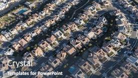  Presentation with community - Presentation design with aerial-view-of-suburban-homes background and a tawny brown colored foreground