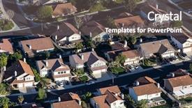  Presentation with london buildings and streets view - Beautiful slides featuring aerial view of suburban residential backdrop and a gray colored foreground