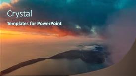  Presentation with land - Slides enhanced with aerial-view-of-sunet-over background and a ocean colored foreground