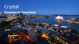  Presentation with sydney harbour bridge - PPT theme having aerial-view-of-sydney background and a teal colored foreground