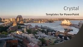  Presentation with sydney harbour bridge - Beautiful slide deck featuring aerial-view-of-sydney backdrop and a light blue colored foreground