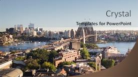  Presentation with sydney harbour bridge - Presentation theme consisting of aerial-view-of-sydney background and a light blue colored foreground