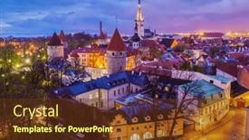  Presentation with medieval church - Presentation theme with aerial-view-of-tallinn-medieval and a tawny brown colored foreground
