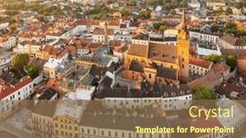  Presentation with family photo - PPT theme consisting of aerial-view-of-tarnow-old background and a violet colored foreground