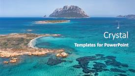  Presentation with island - Presentation theme featuring aerial-view-of-tavolara-island background and a teal colored foreground