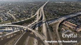  Presentation with freeway - Slide deck enhanced with aerial-view-of-the-5 background and a tawny brown colored foreground