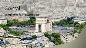  Presentation with history arc de triomphe paris - Slide set with aerial view of the arc background and a light gray colored foreground