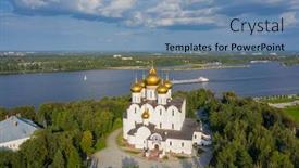  Presentation with aerial - Colorful theme enhanced with aerial-view-of-the-assumption backdrop and a seafoam green colored foreground