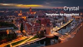  Presentation with city - Presentation theme having aerial-view-of-the-beautiful background and a  colored foreground