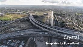  Presentation with interstate freeway - Presentation theme having aerial-view-of-the-beginning background and a  colored foreground