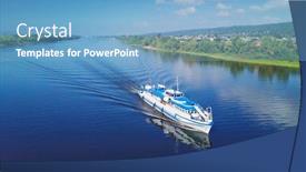  Presentation with boat river - Colorful PPT theme enhanced with aerial-view-of-the-boat backdrop and a light blue colored foreground