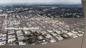  Presentation with building - Audience pleasing presentation theme consisting of aerial-view-of-the-building backdrop and a gray colored foreground