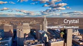  Presentation with cincinnati - Audience pleasing slide deck consisting of aerial view of the cincinnati backdrop and a violet colored foreground