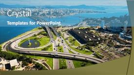  Presentation with brazil - Slide set featuring aerial-view-of-the-city background and a teal colored foreground