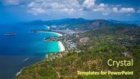  Presentation with thailand - Amazing PPT theme having aerial-view-of-the-coastline backdrop and a tawny brown colored foreground